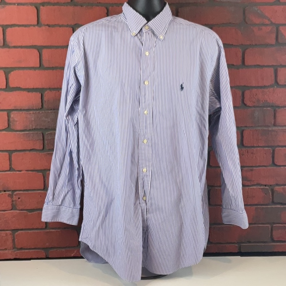 Ralph Lauren Shirt Mens XL Blue Striped Button Down